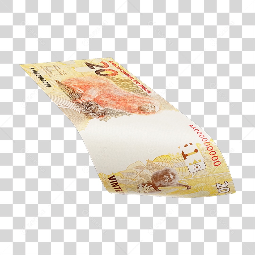 Dinheiro Nota Cédula 20 Reais Real Brasileiro PNG Transparente