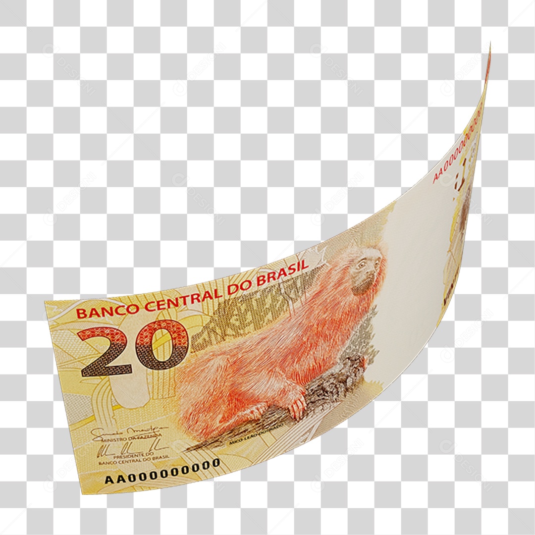 Dinheiro Nota Cédula 20 Reais Real Brasileiro PNG Transparente