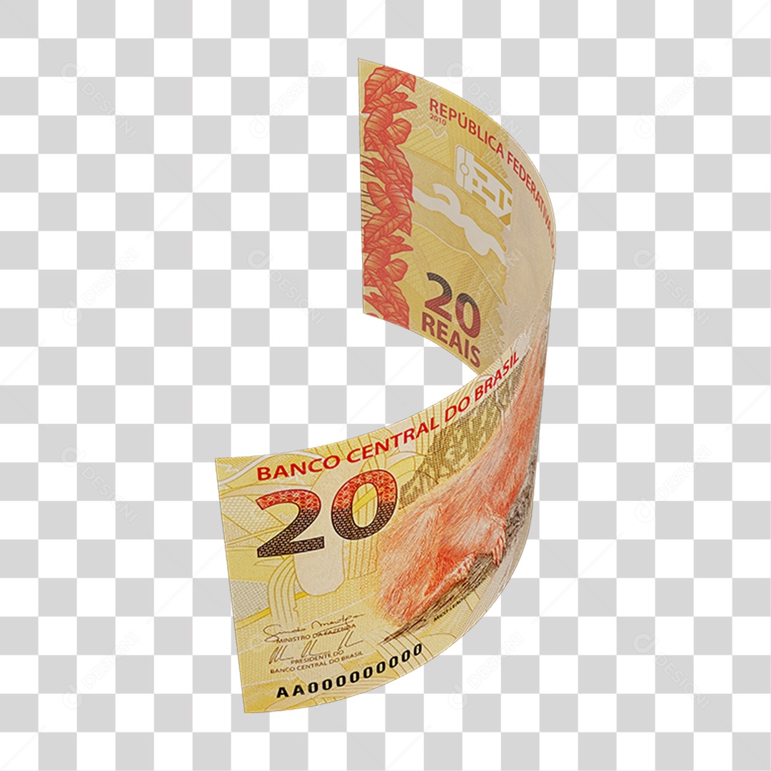 Dinheiro Nota Cédula 20 Reais Real Brasileiro PNG Transparente