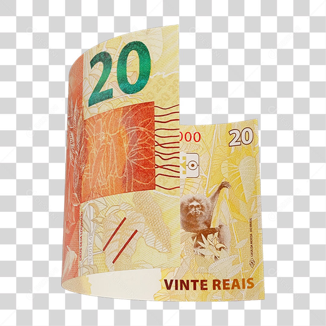 Dinheiro Nota Cédula 20 Reais Real Brasileiro PNG Transparente