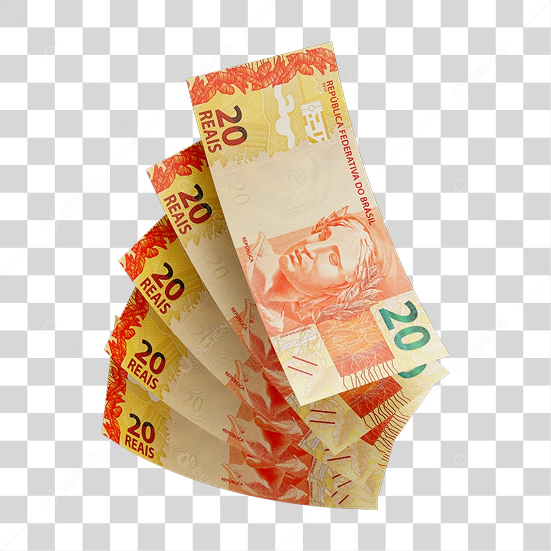 Dinheiro Nota Cédula 20 Reais Real Brasileiro PNG Transparente