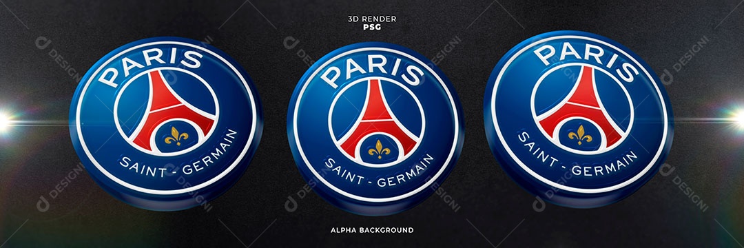 Emblema do Paris Saint Germain Elemento 3D para Composição PSD