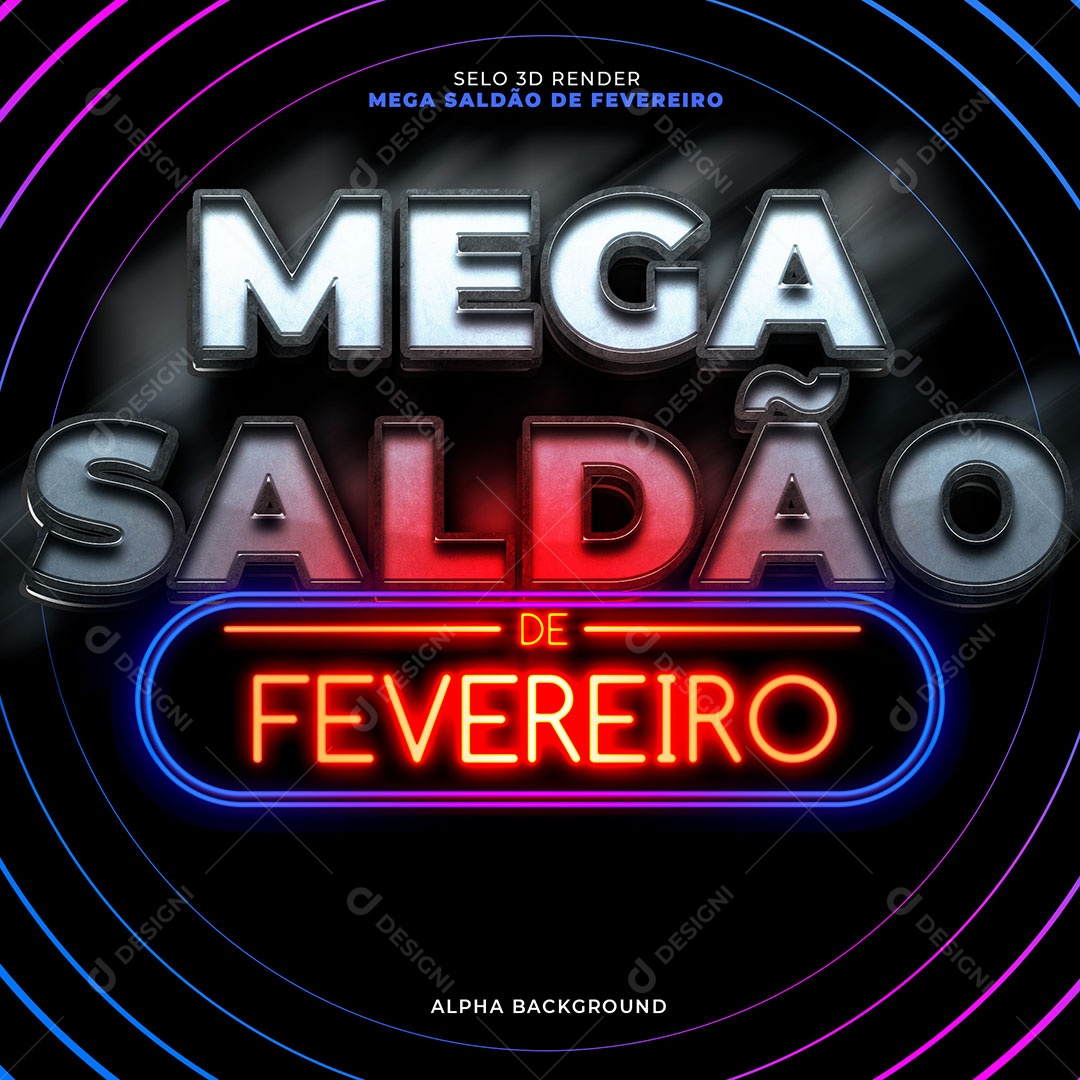 Super Oferta de Fevereiro Selo 3D Vermelho para Composição PSD