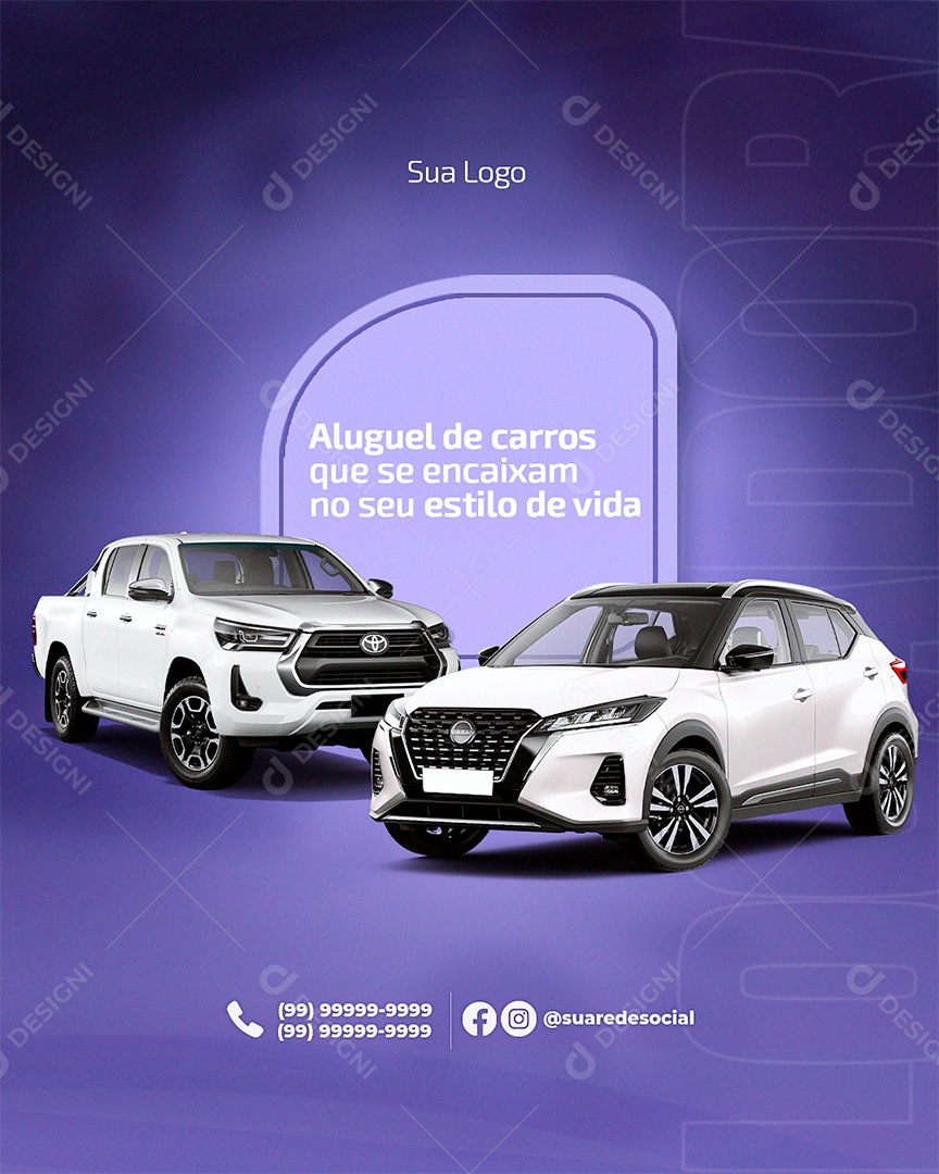Aluguel de Carros Que Se Encaixam no Seu Estilo de Vida Social Media PSD Editável