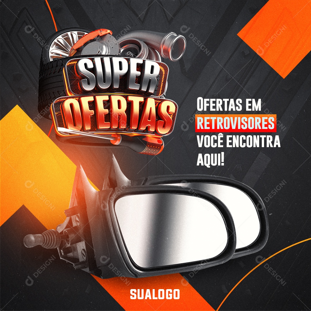 Oficina Mecânica Super Ofertas Retrovisores Social Media PSD Editável