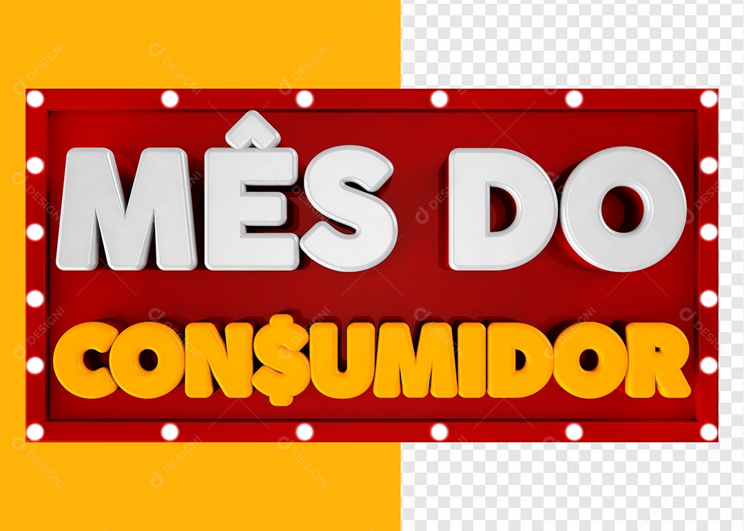 Mês do Consumidor Selo 3D Para Composição PSD
