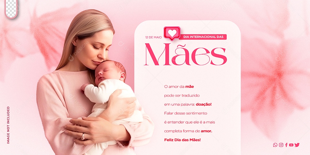 Banner Social Media Dia das Mães 12 de Maio O Amor de Mãe pode Ser Traduzido PSD Editável