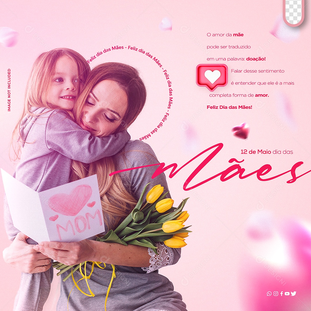Feliz Dia das Mães 12 de Maio Amor Social Media PSD Editável