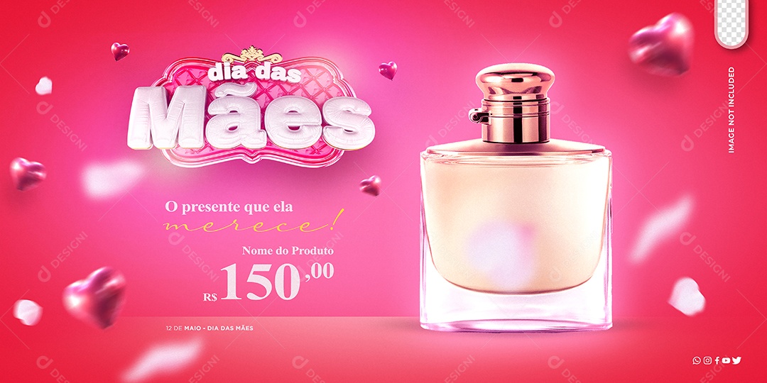 Banner Perfumaria Dia das Mães O Presente Que Ela Merece Social Media PSD Editável