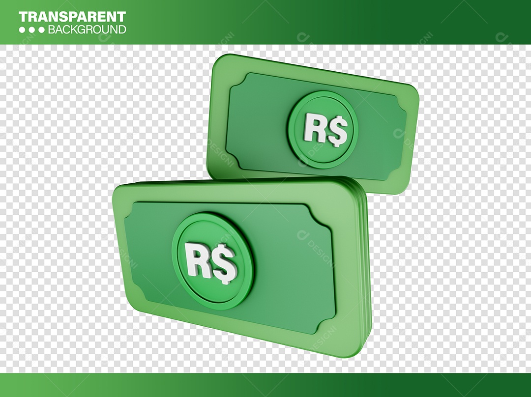 Elemento 3D Dinheiro Verde para Composição PSD