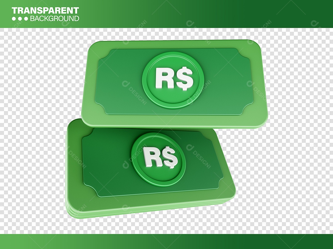 Dinheiro Elemento 3D Verde para Composição PSD