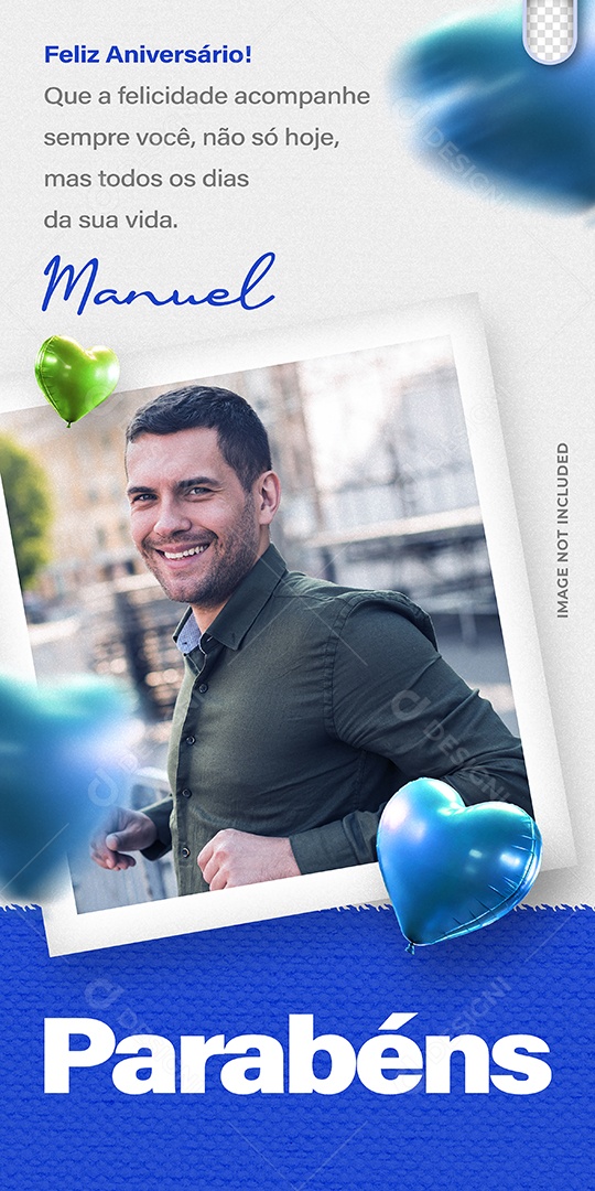 Story Parabéns Manuel Feliz Aniversário Social Media PSD Editável