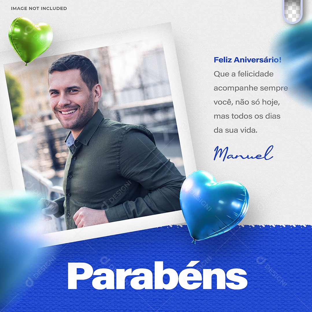 Parabéns Manuel Feliz Aniversário Social Media PSD Editável