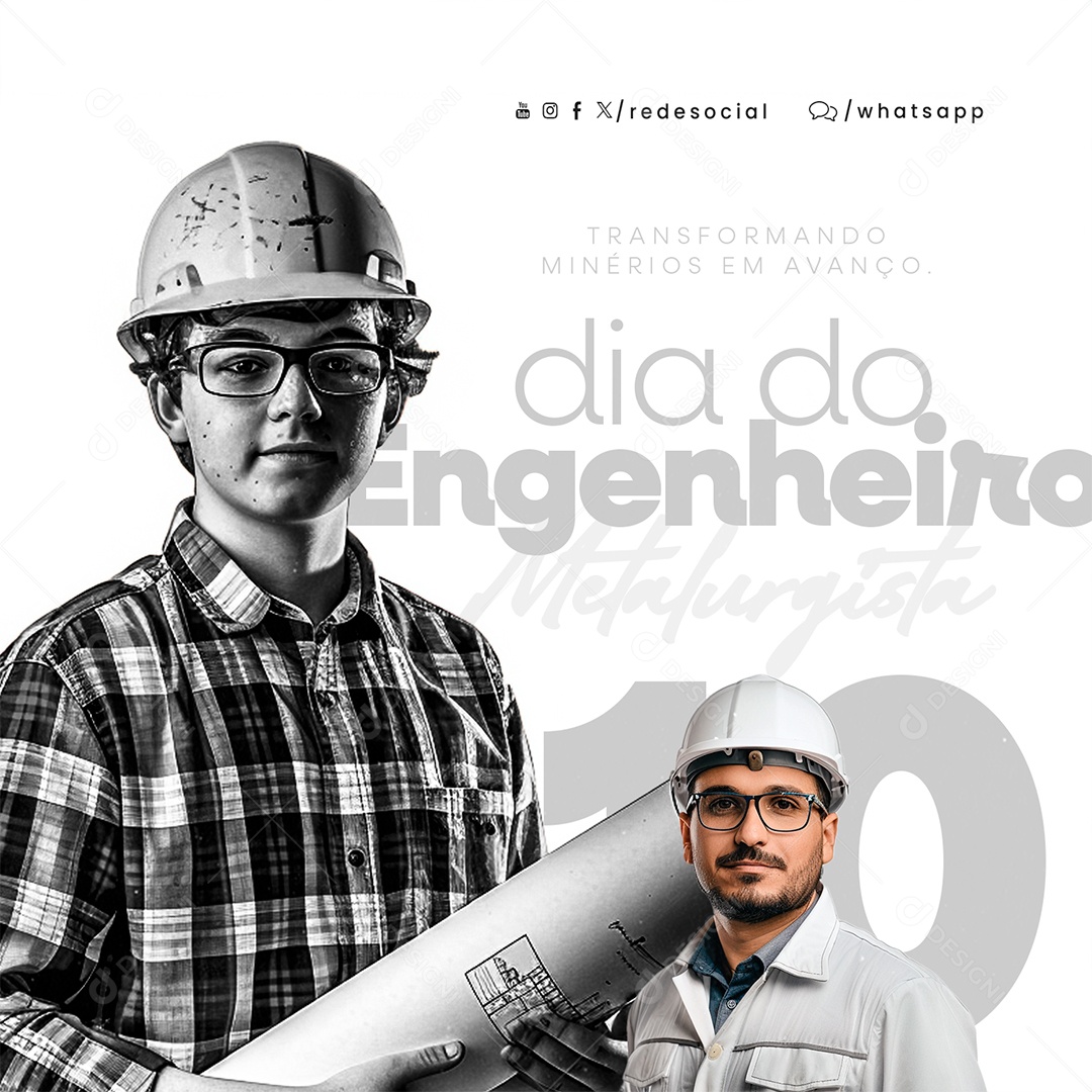 Social Media Dia do Engenheiro Metalurgista 10 de Abril PSD Editável