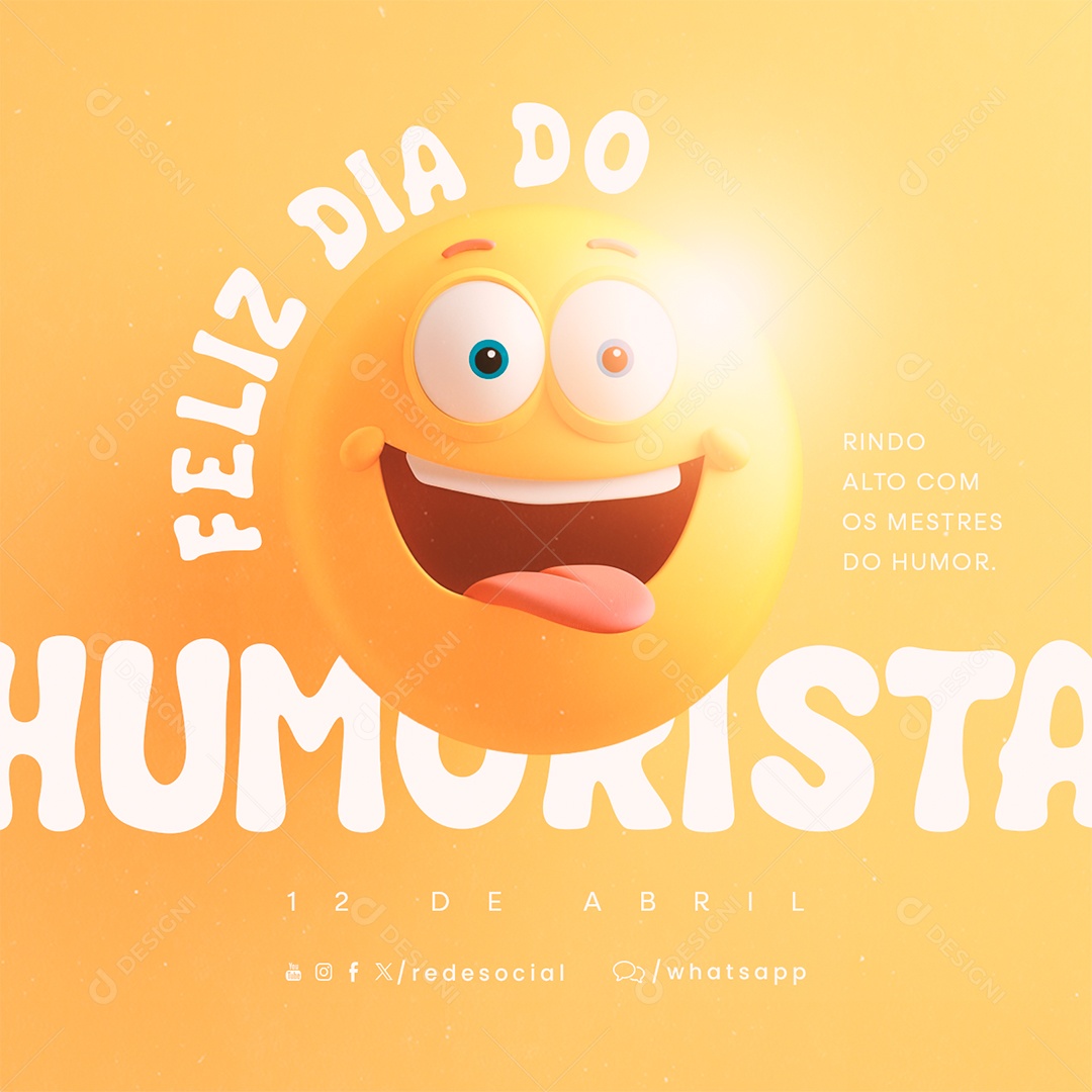 Feliz Dia Do Humorista 12 De Abril Social Media PSD Editável