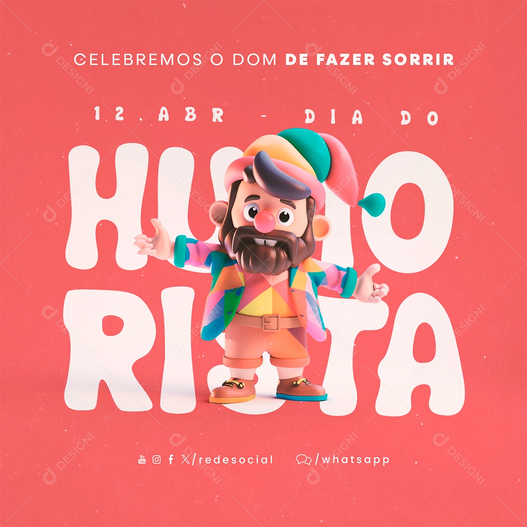 Dia Do Humorista 12 De Abril Social Media PSD Editável