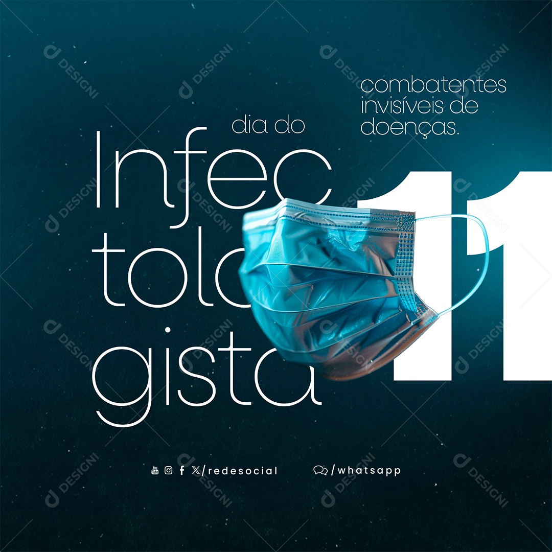 Dia Do Infectologista 11 De Abril Combatentes Invisíveis Social Media PSD Editável