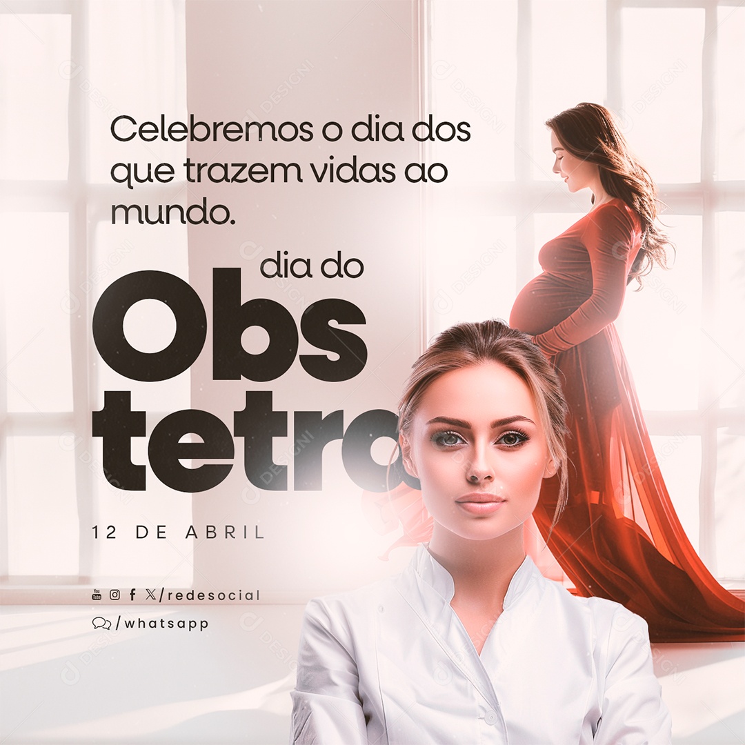 Dia Do Obstetra 12 de Abril Social Media PSD Editável