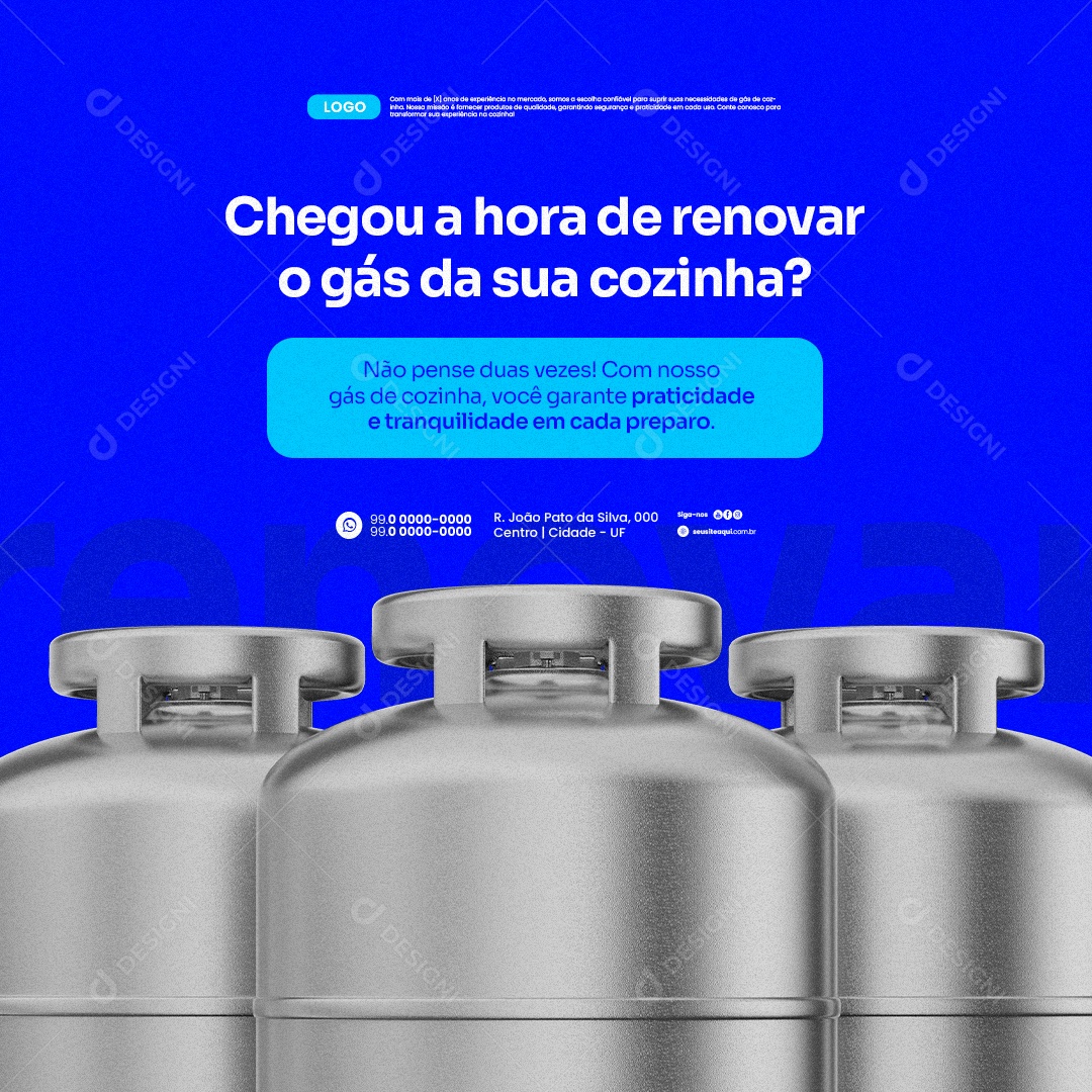 Gás de Cozinha Chegou a Hora de Renovar o Gás Social Media PSD Editável