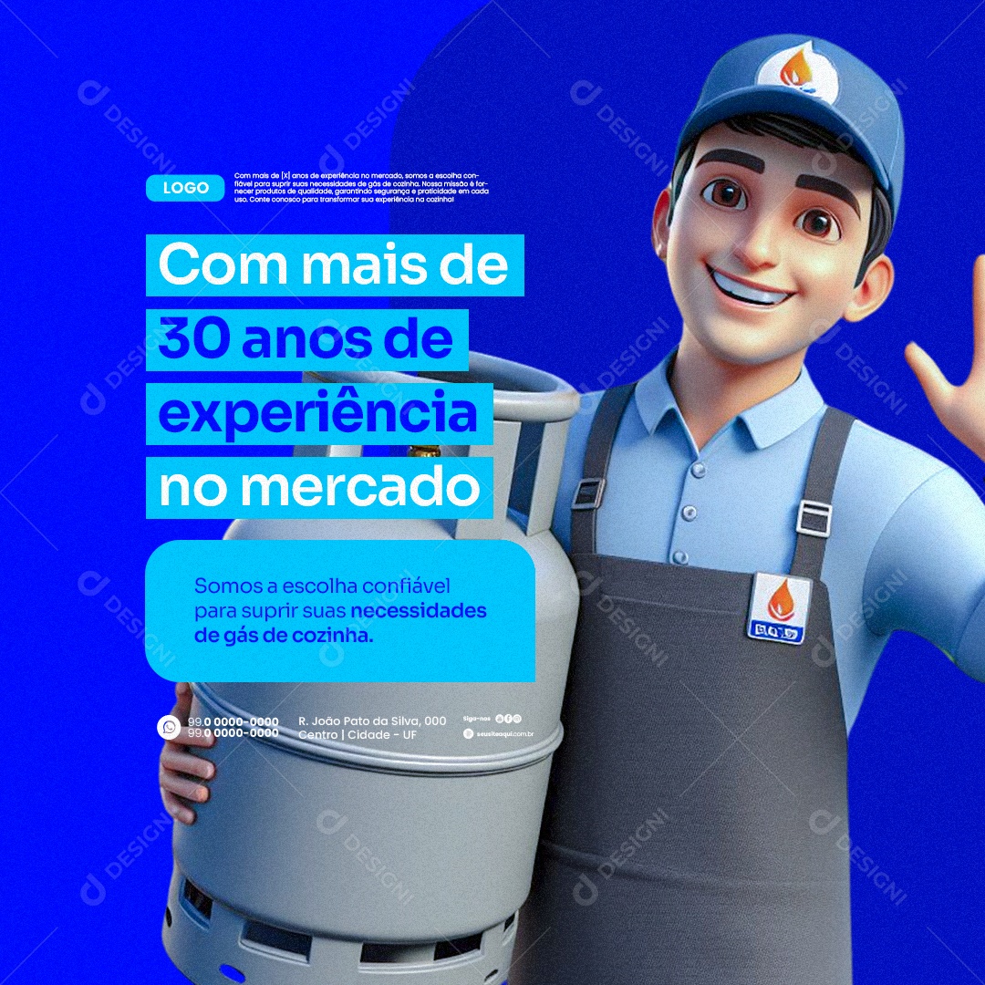 Gás de Cozinha Com mais de 30 Anos de Experiência Social Media PSD Editável