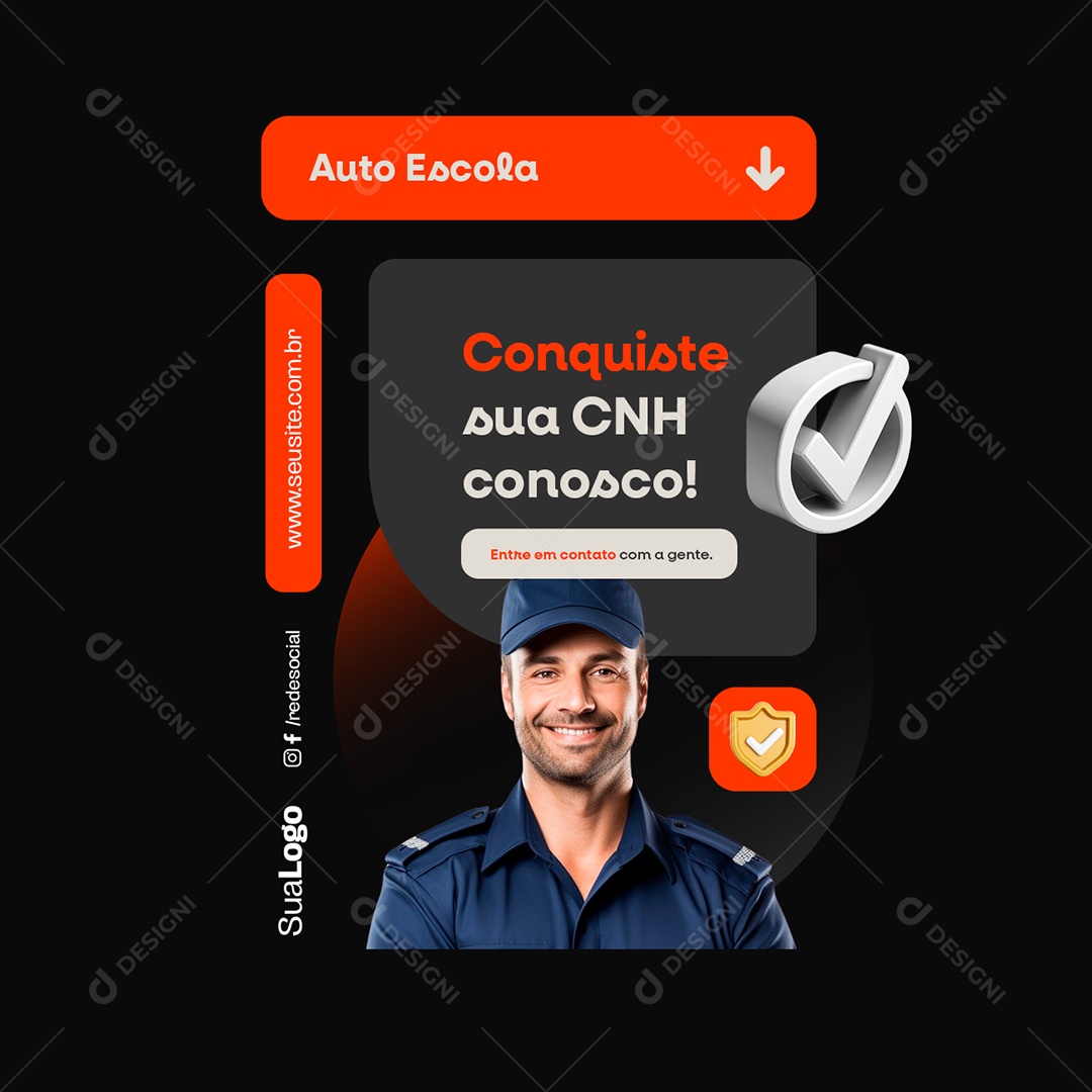 Autoescola Conquiste sua CNH Conosco Social Media PSD Editável