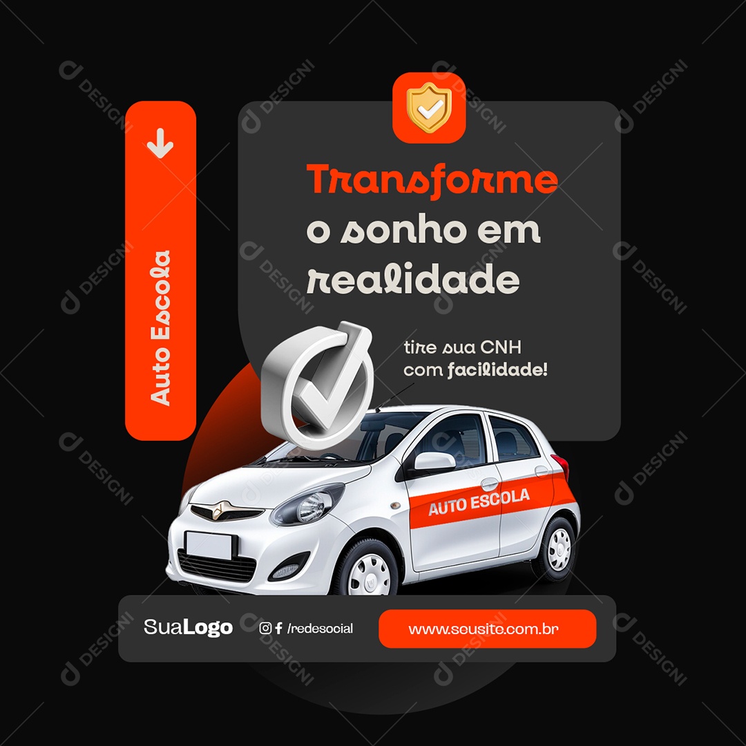 Autoescola Transforme Sonho em Realidade Social Media PSD Editável