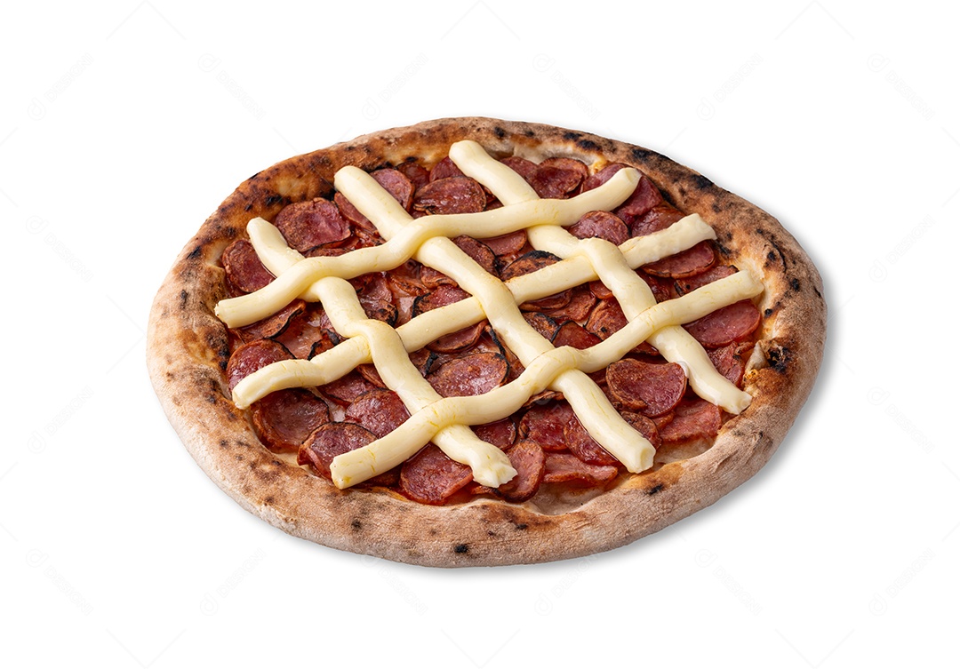 Pizza calabresa catupiry fundo isolado branco