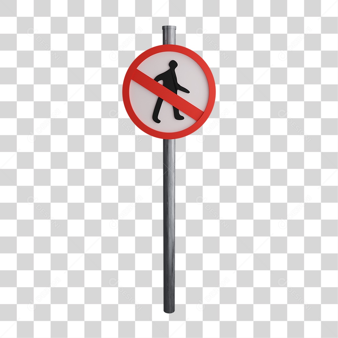 Placa Proibido Pedestre na Estrada PNG Transparente