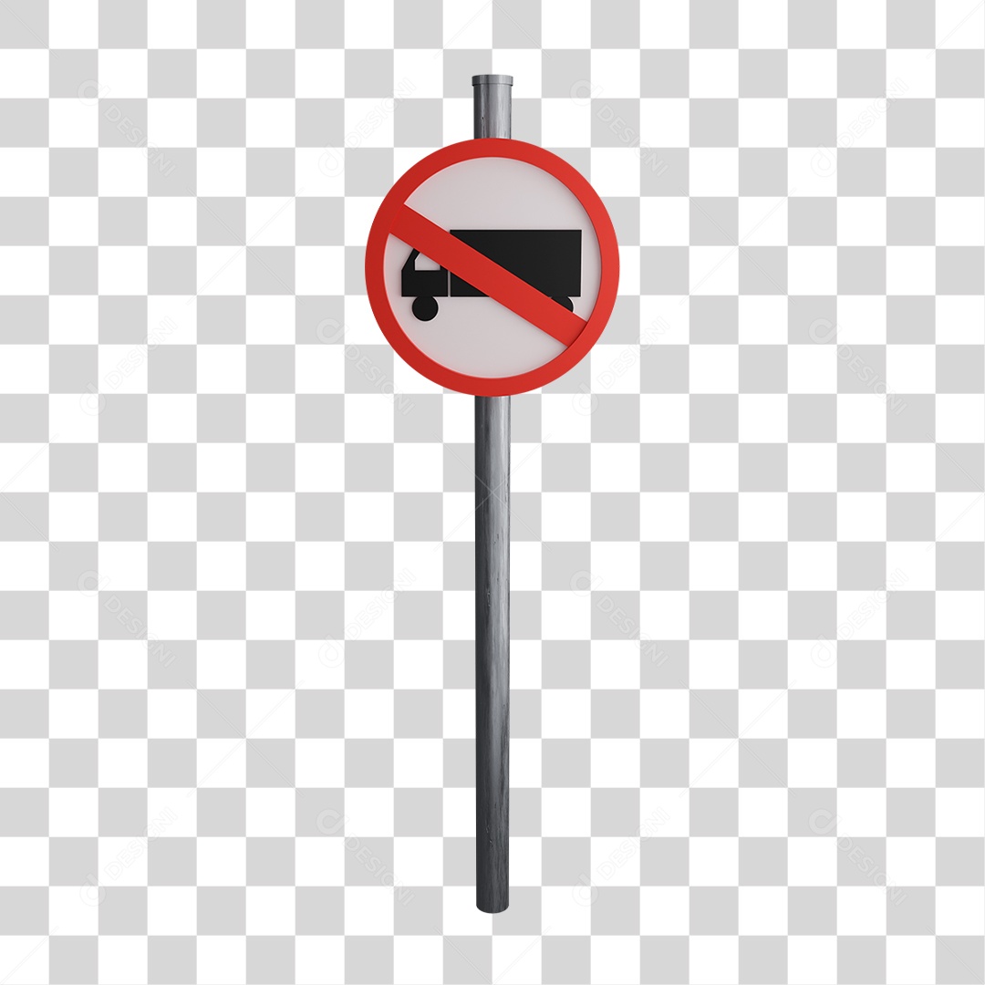 Placa Proibido Caminhão na Estrada PNG Transparente