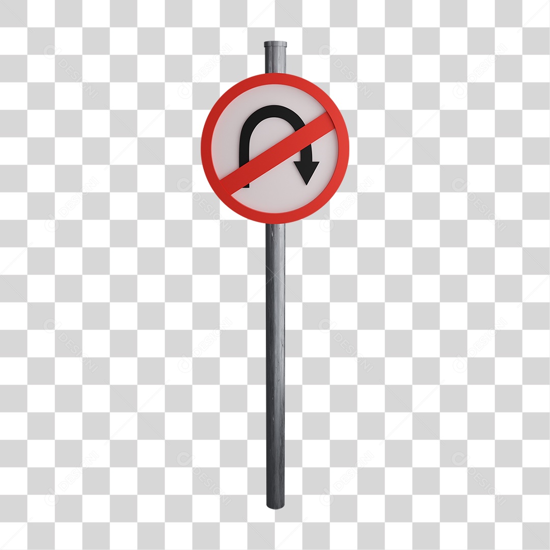 Placa Proibido Retorno na Estrada PNG Transparente