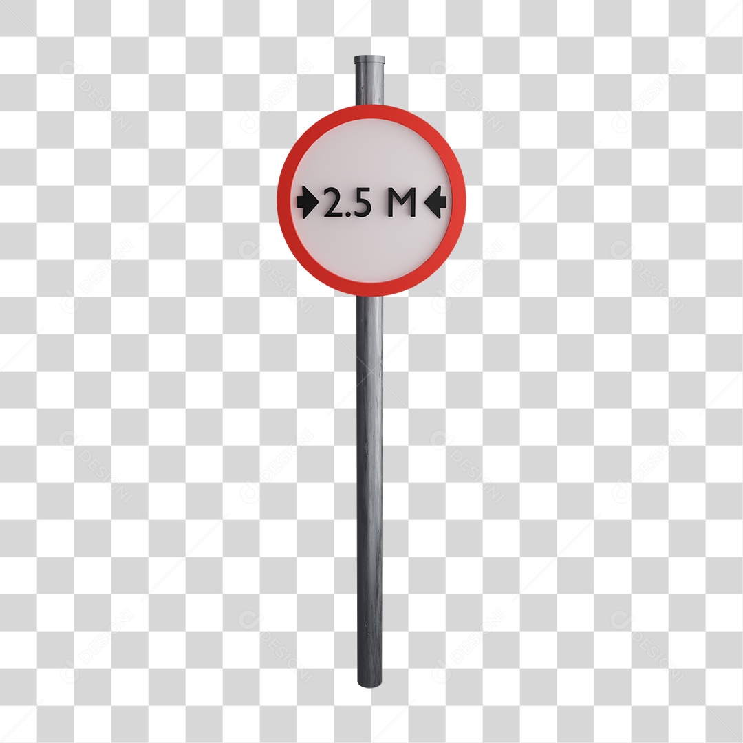 Placa de Limite de Largura 2,5 Metros PNG Transparente