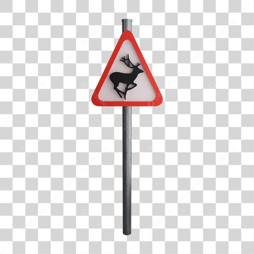 Placa de Alerta Animal na Estrada PNG Transparente