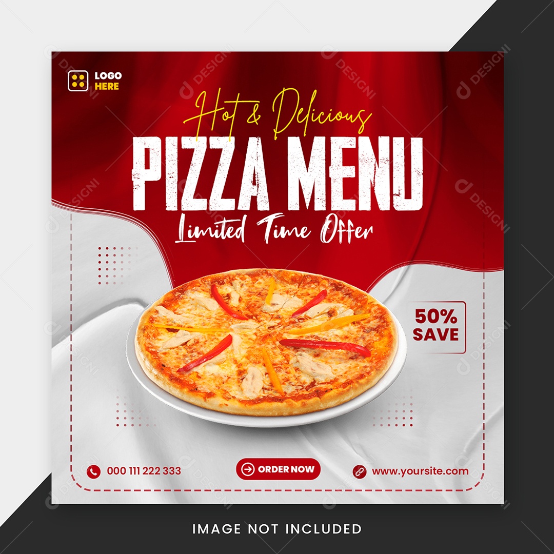 Social Media Pizza Menu PSD Editável