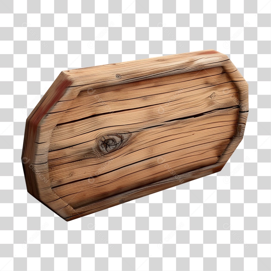 Placa de Madeira 3D Elemento para Composição PNG Transparente