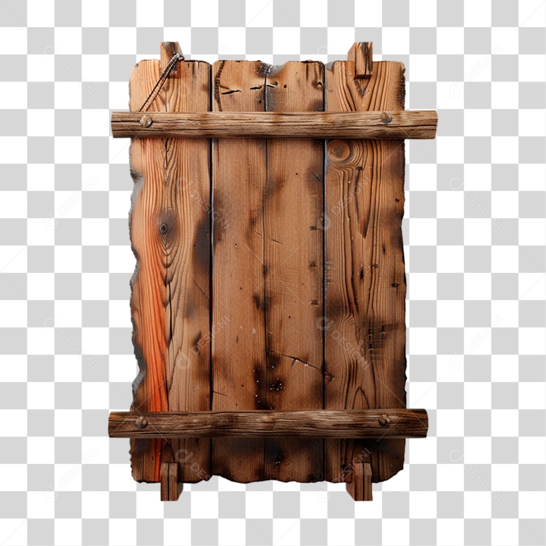 Placa de Madeira 3D Elemento para Composição PNG Transparente