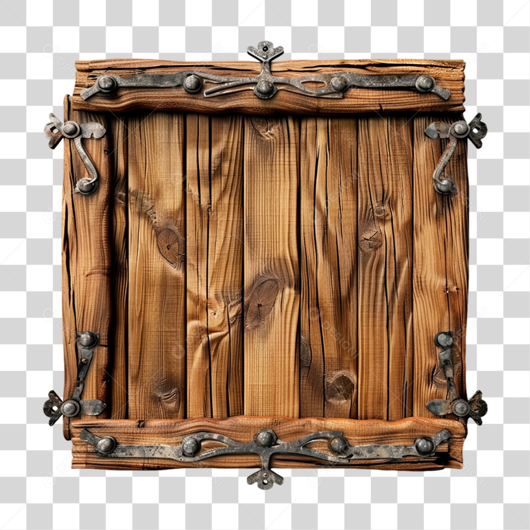 Placa de Madeira 3D Elemento para Composição PNG Transparente