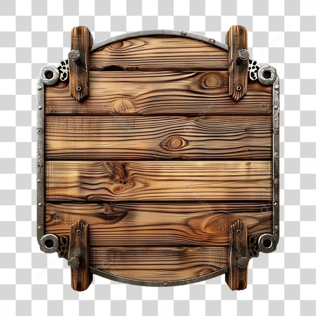 Placa de Madeira Elemento 3D para Composição PNG Transparente