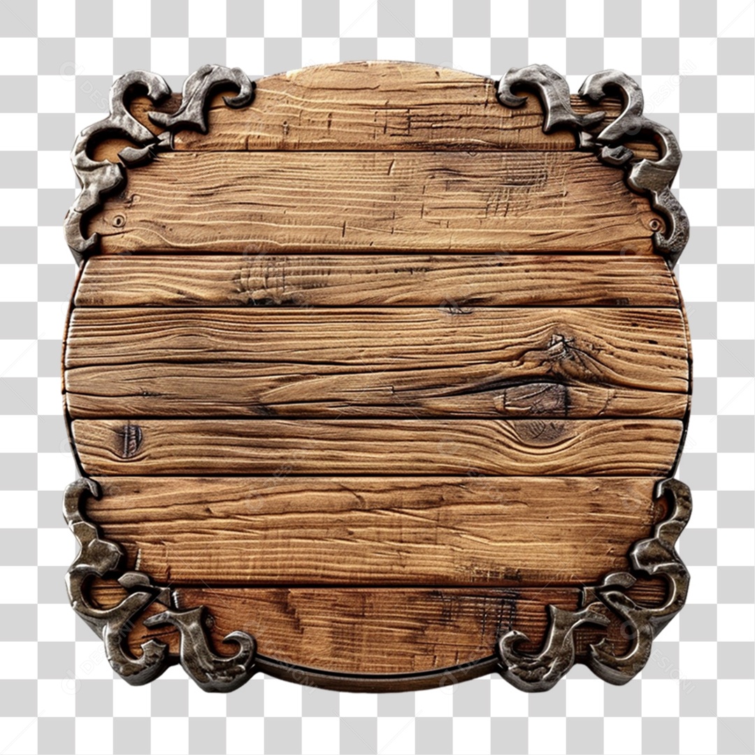 Placa de Madeira Elemento 3D para Composição PNG Transparente