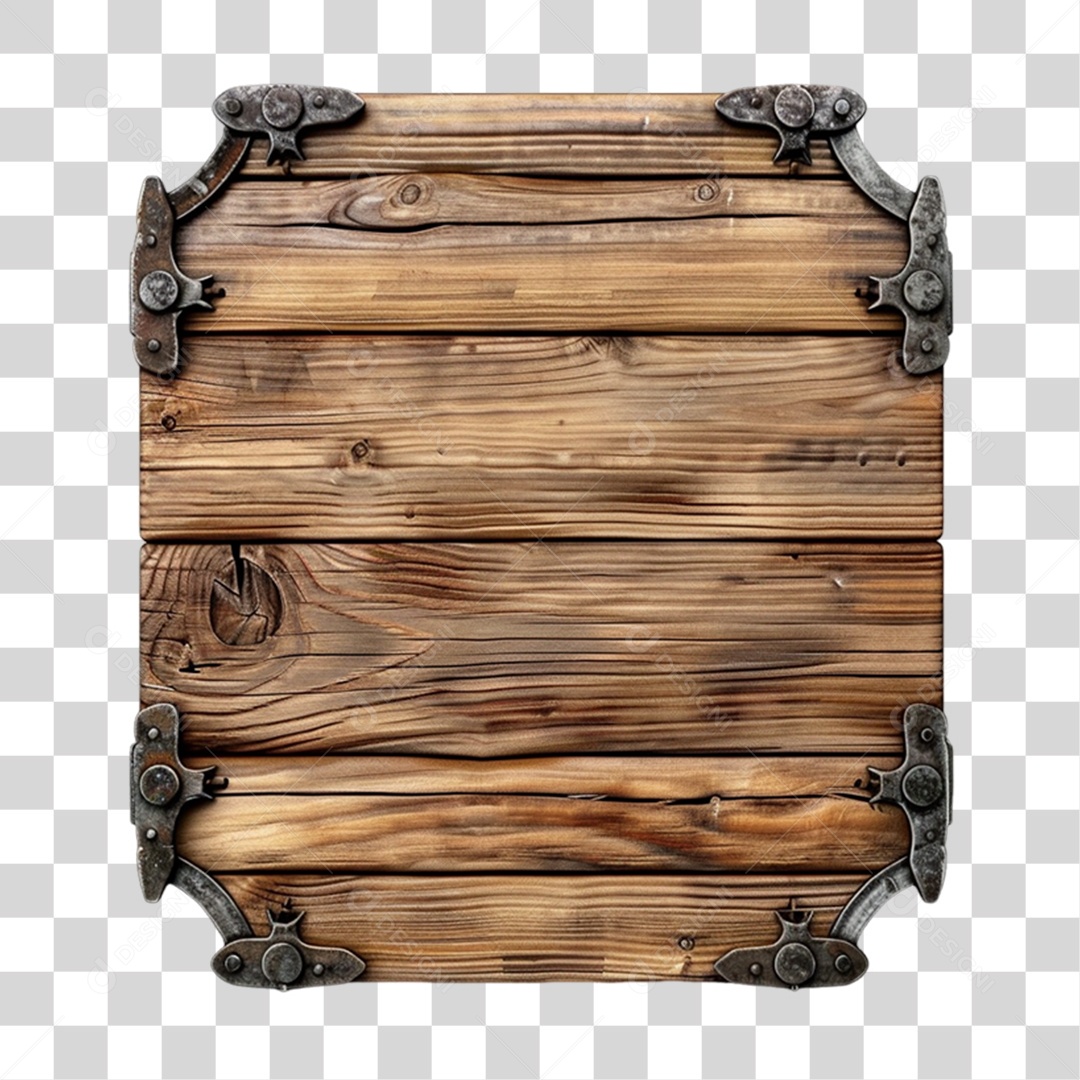 Placa de Madeira Elemento 3D para Composição PNG Transparente