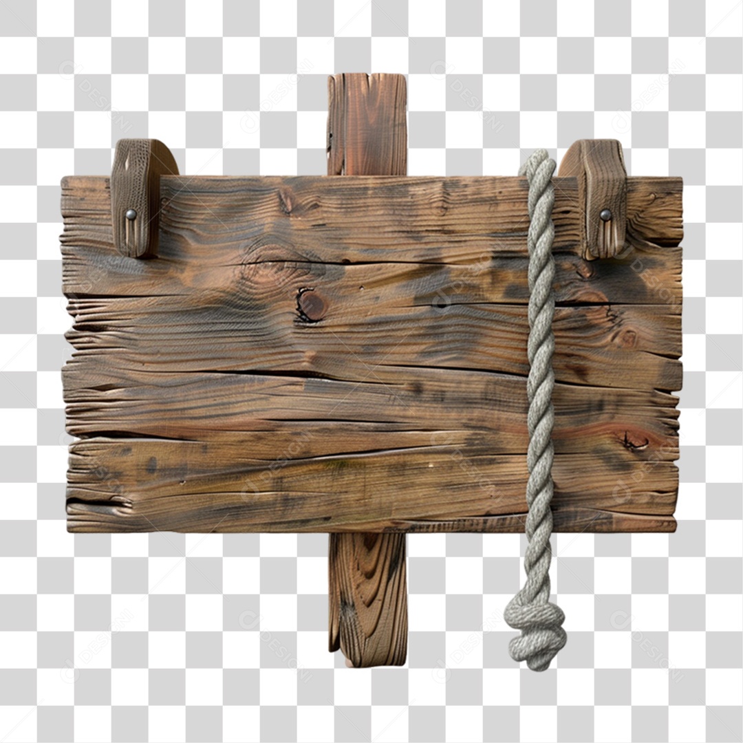 Placa de Madeira Elemento 3D para Composição PNG Transparente