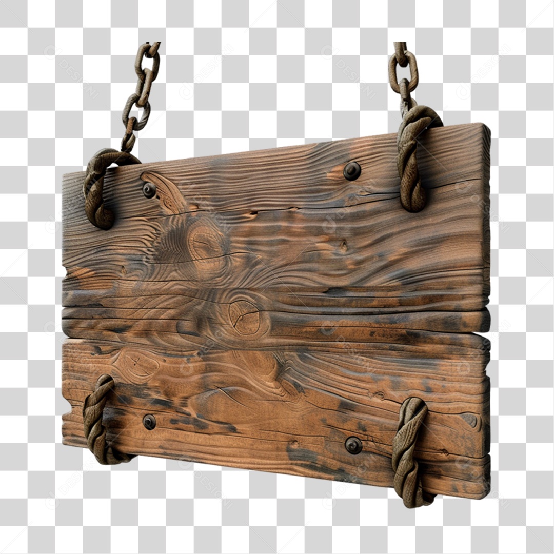 Placa de Madeira Elemento 3D para Composição PNG Transparente