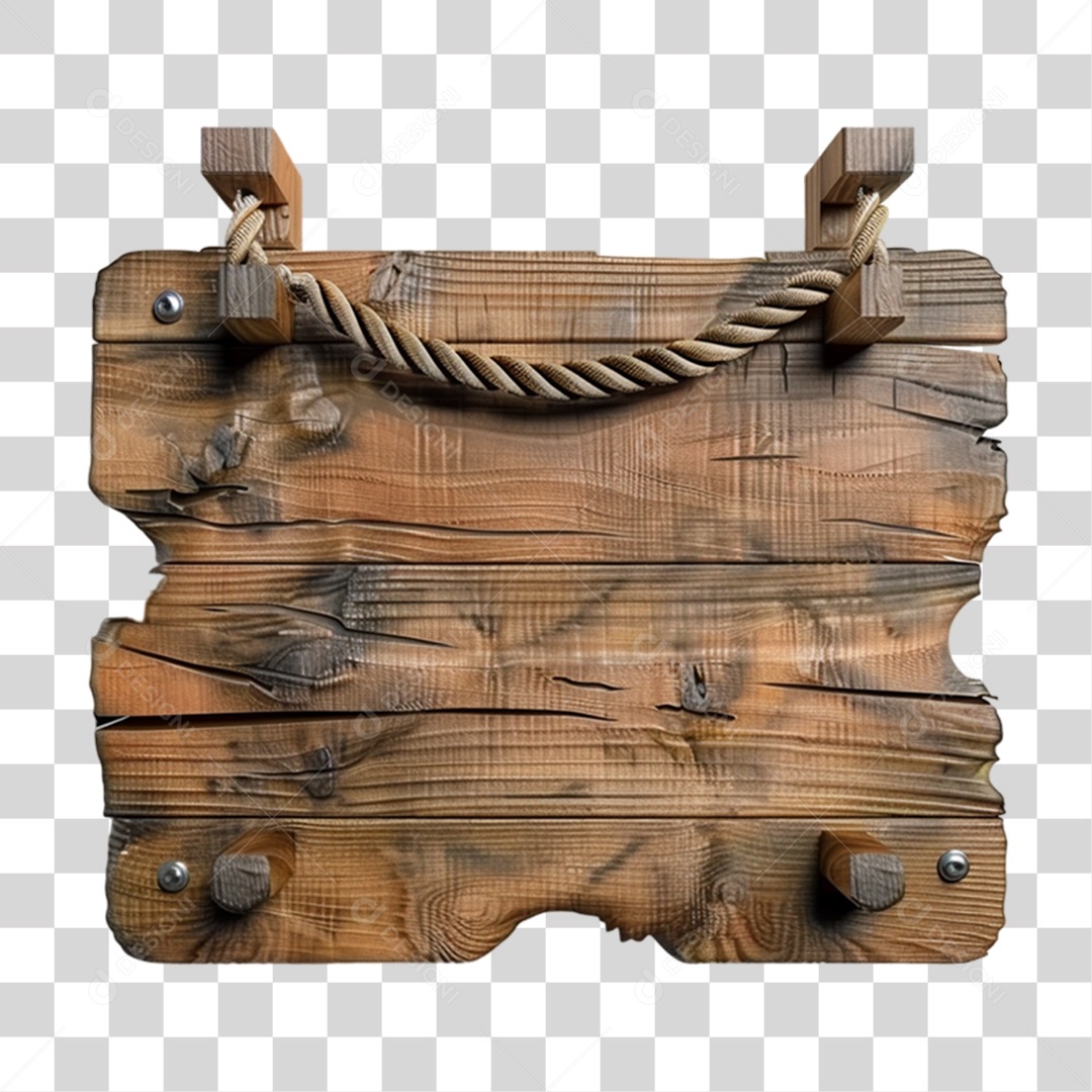 Placa de Madeira Elemento 3D para Composição PNG Transparente