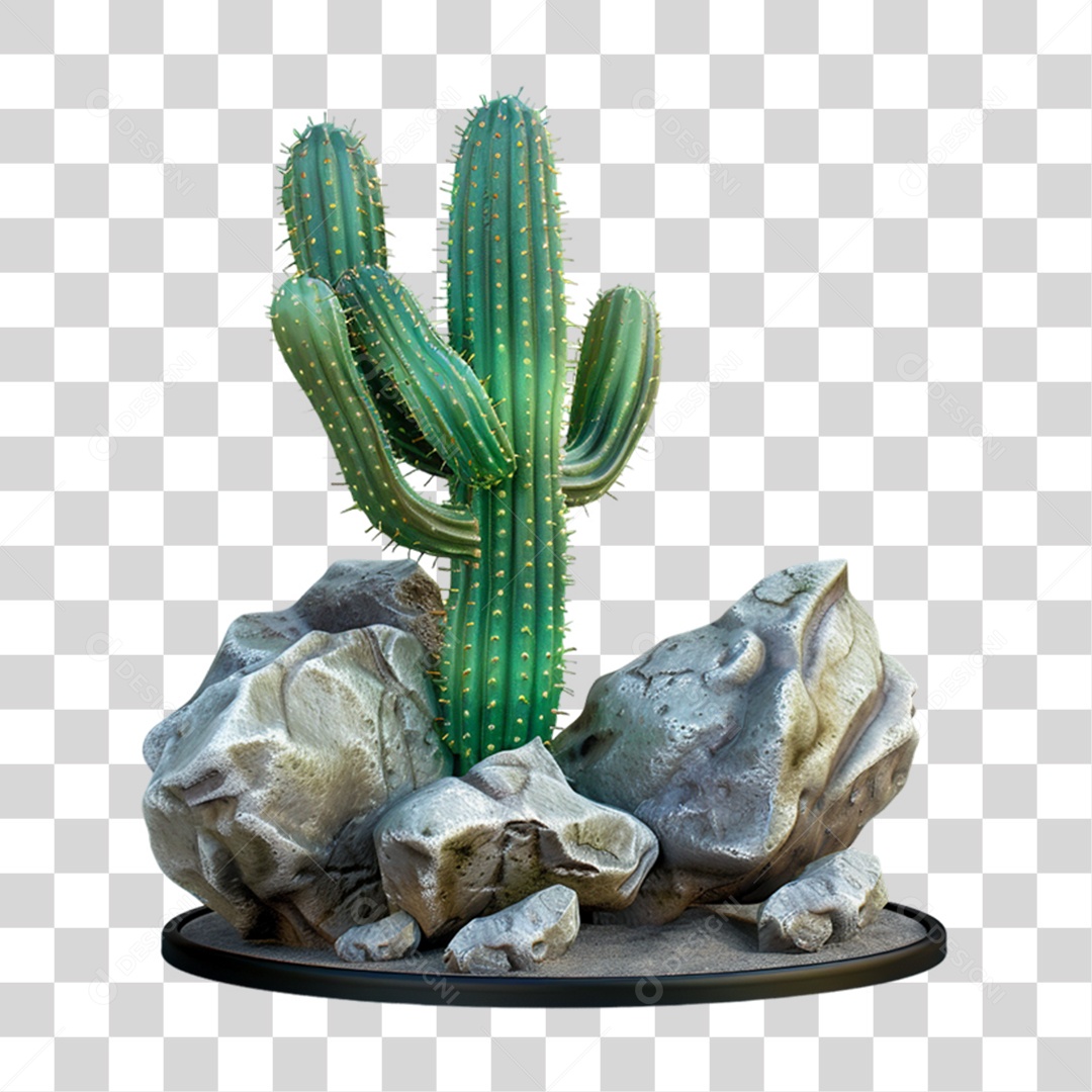 Cacto Pedras PNG Transparente