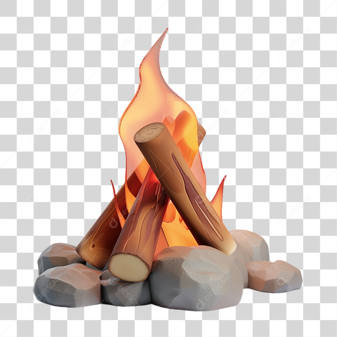 Fogueira Festa Junina Elemento 3D para Composição PSD
