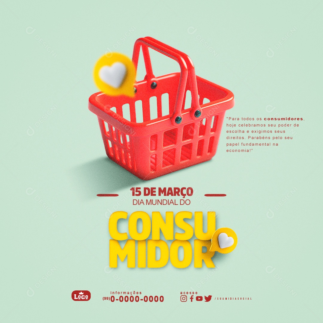 Feed Dia do Consumidor 15 de Março Parabéns Social Media PSD Editável