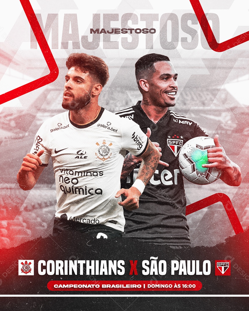 Jogo Majestoso Corinthians x São Paulo Campeonato Brasileiro Social Media PSD Editável