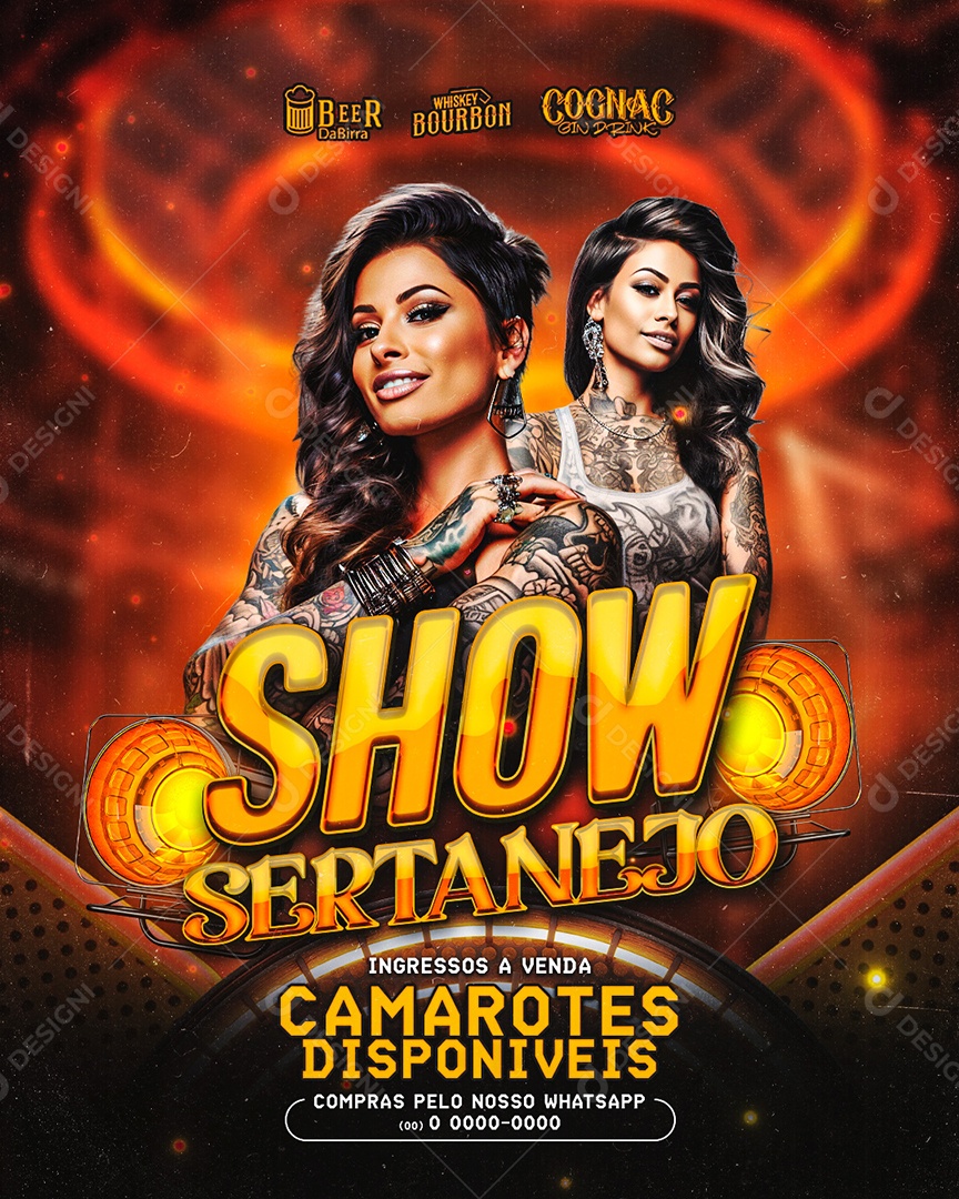 Flyer Show Sertanejo Camarotes Disponíveis Social Media PSD Editável