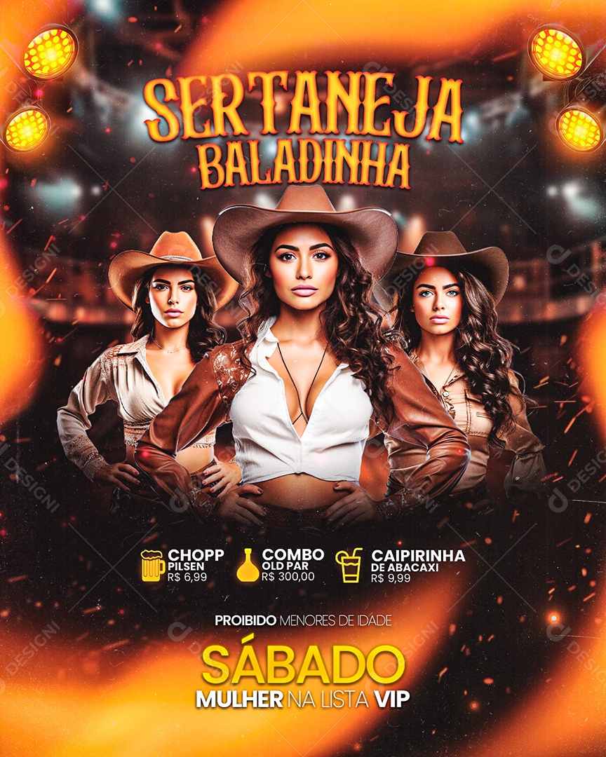 Flyer Sertaneja Baladinha Social Media PSD Editável