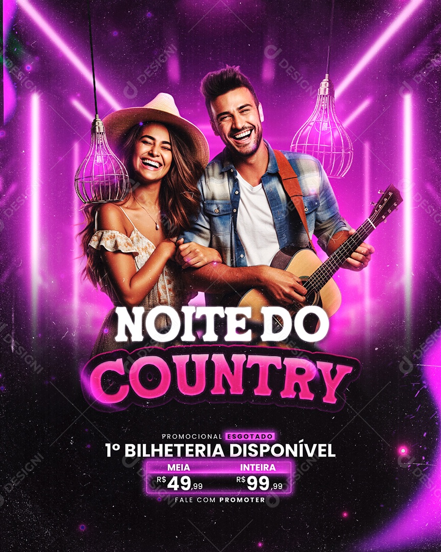 Flyer Noite do Country Social Media PSD Editável