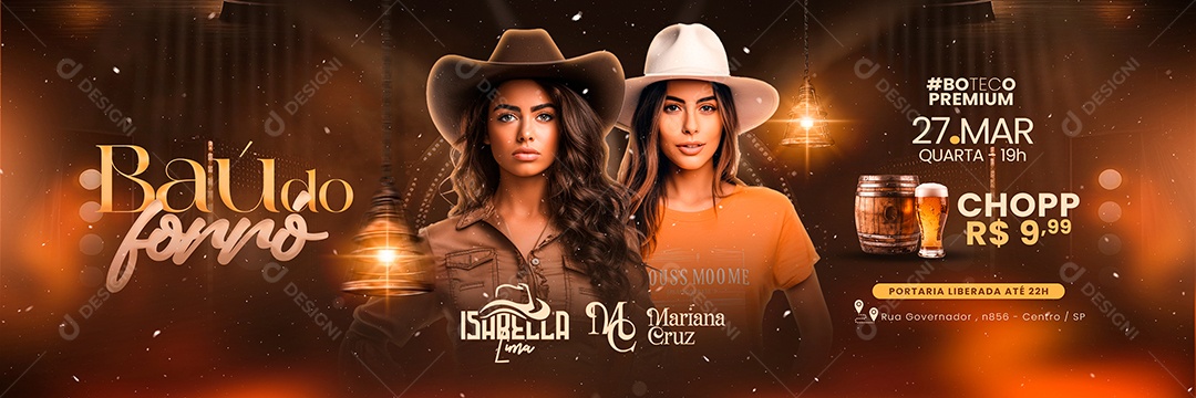 Carrossel Flyer Baú do Forró Isabella Lima Mariana Cruz Social Media PSD Editável